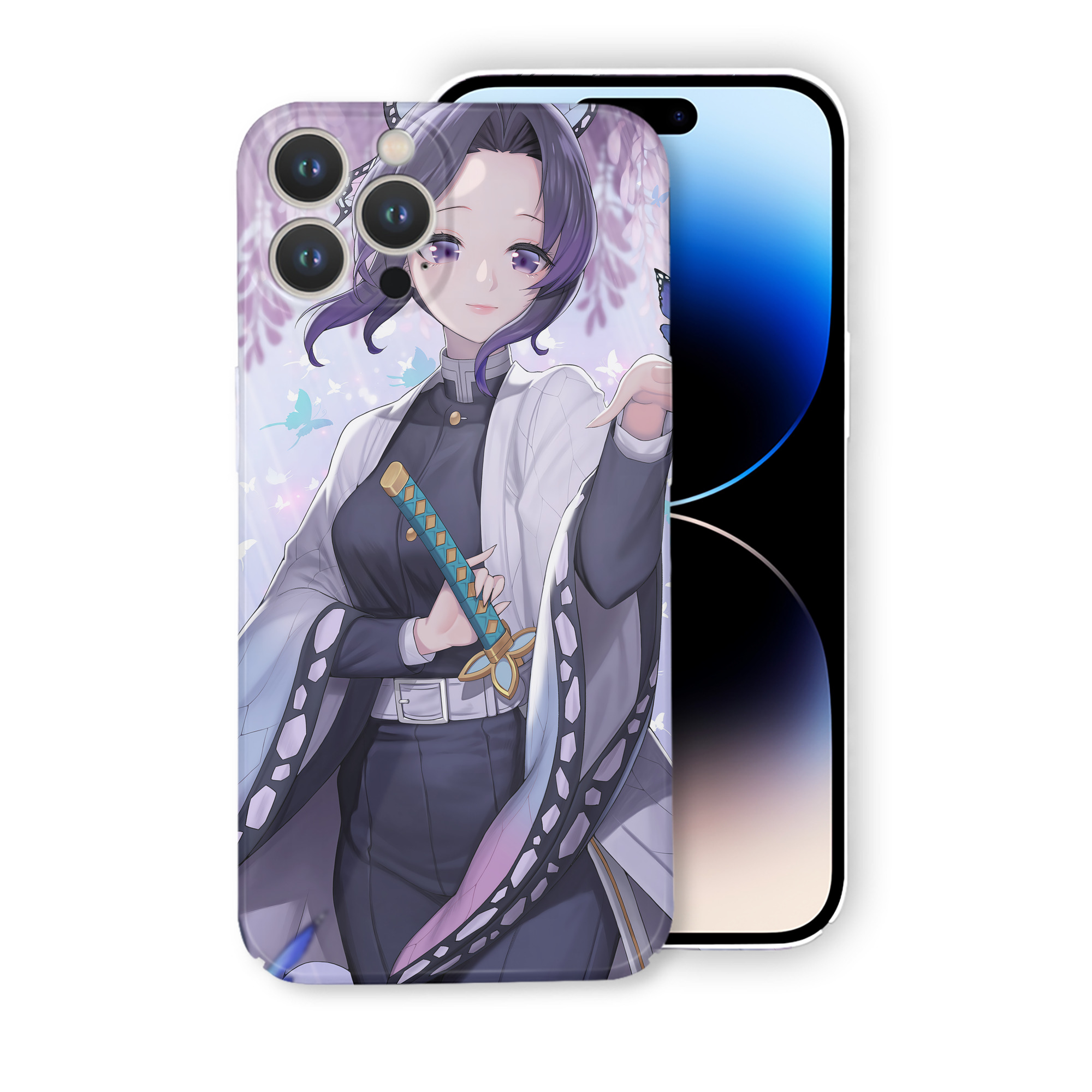 （画像用） 鬼滅の刃（きめつのやいば）蟲柱-胡蝶 しのぶ／こちょう しのぶ Kochou Shinobu 【iPhone 14シリーズ対応】ハードケース